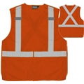 S101X ANSI Class 2 Tricot Breakaway X-Back Hi-Viz Orange Vest (Large)